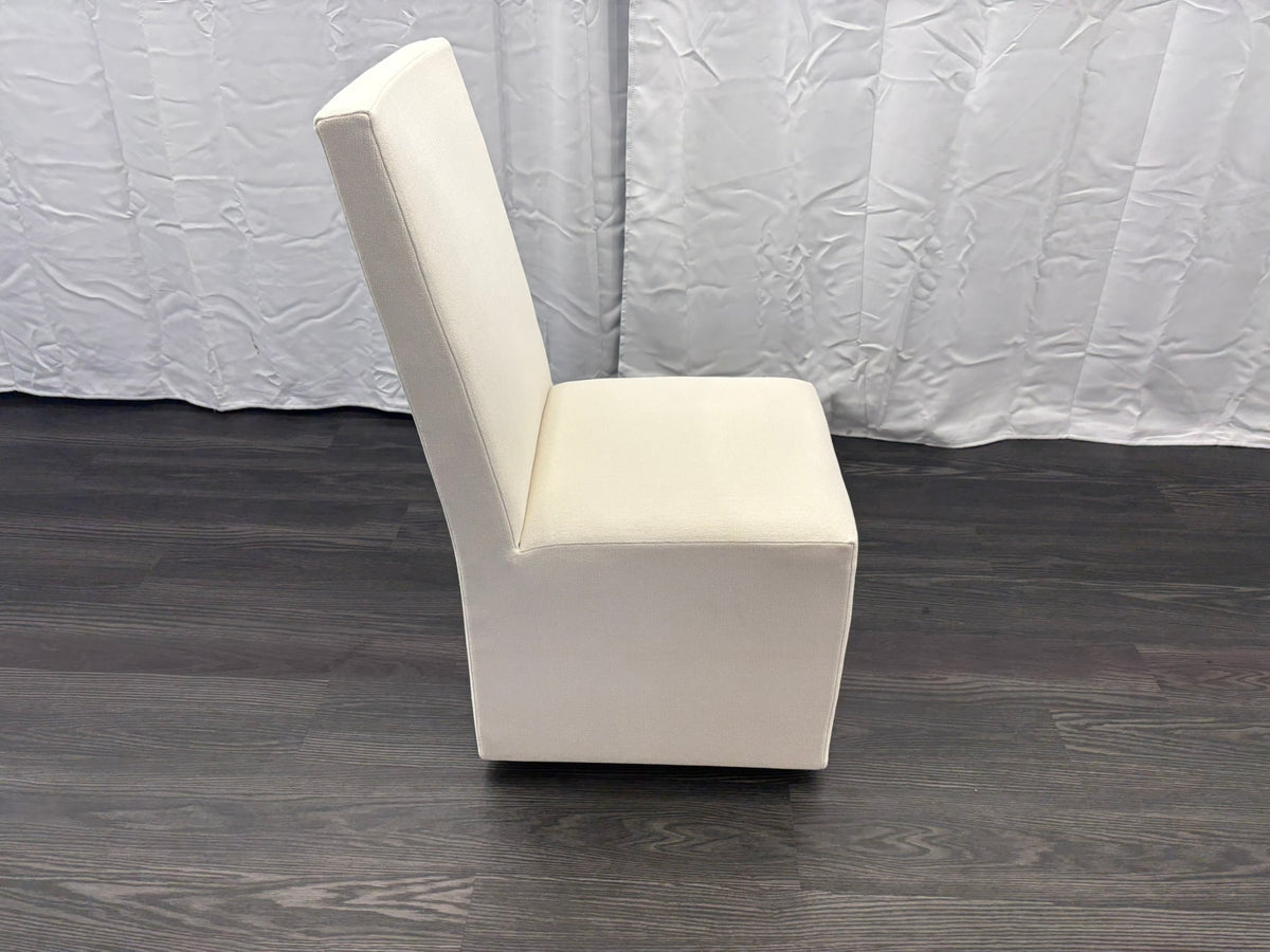 RH Ellison High-Back Fabric Dining Side Chair
Performance Linen Weave — Natural Recessed Caster Base