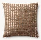RH Restoration Hardware Nazaré Stitched Stripe Pillow Cover 20" × 20" Square | Burnt Caramel