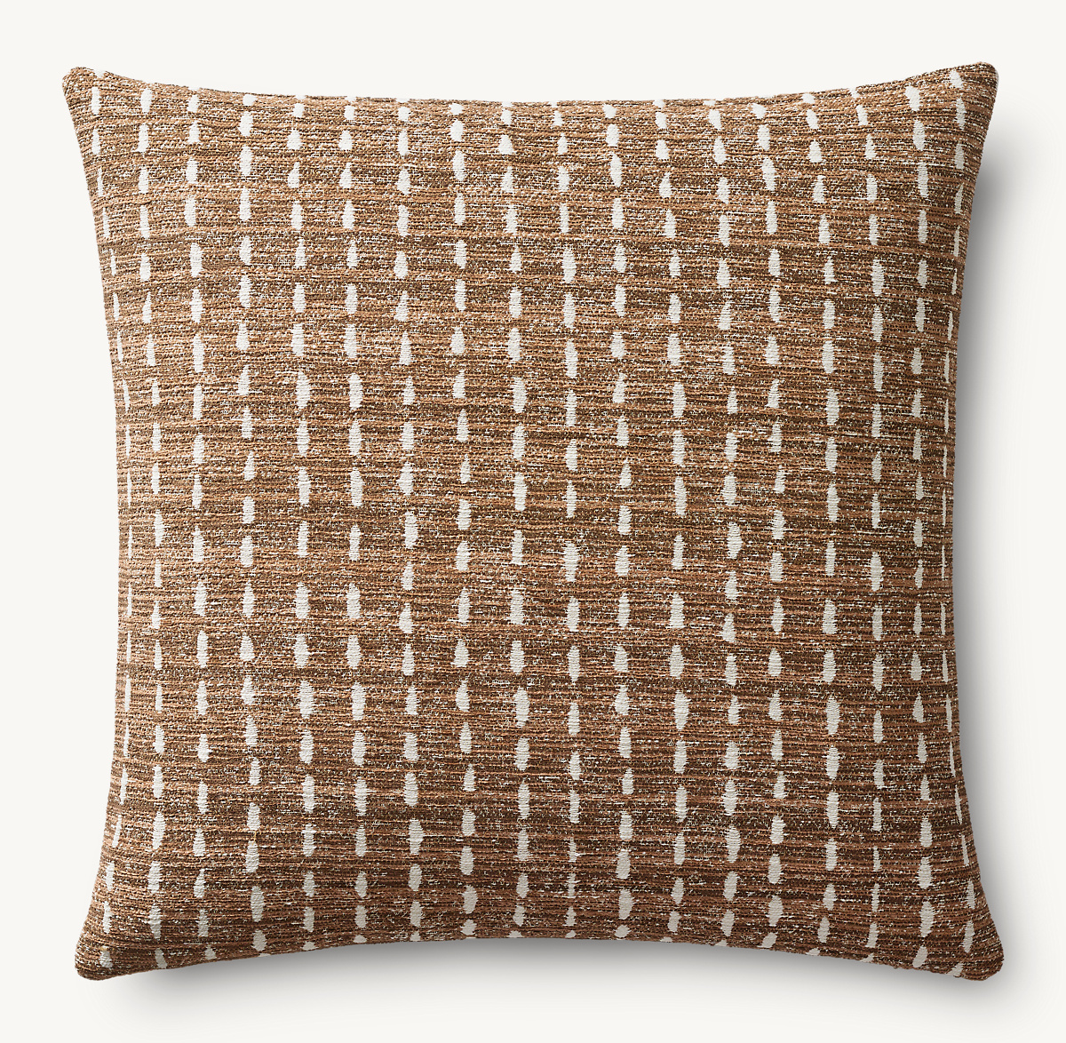 RH Restoration Hardware Nazaré Stitched Stripe Pillow Cover 20" × 20" Square | Burnt Caramel