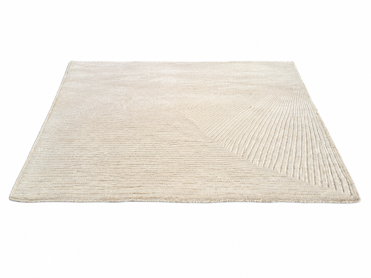 RH Ellipse Wool Rug – 10' × 14' Cream | Hand-Knotted | Sculptural High-Low Texture