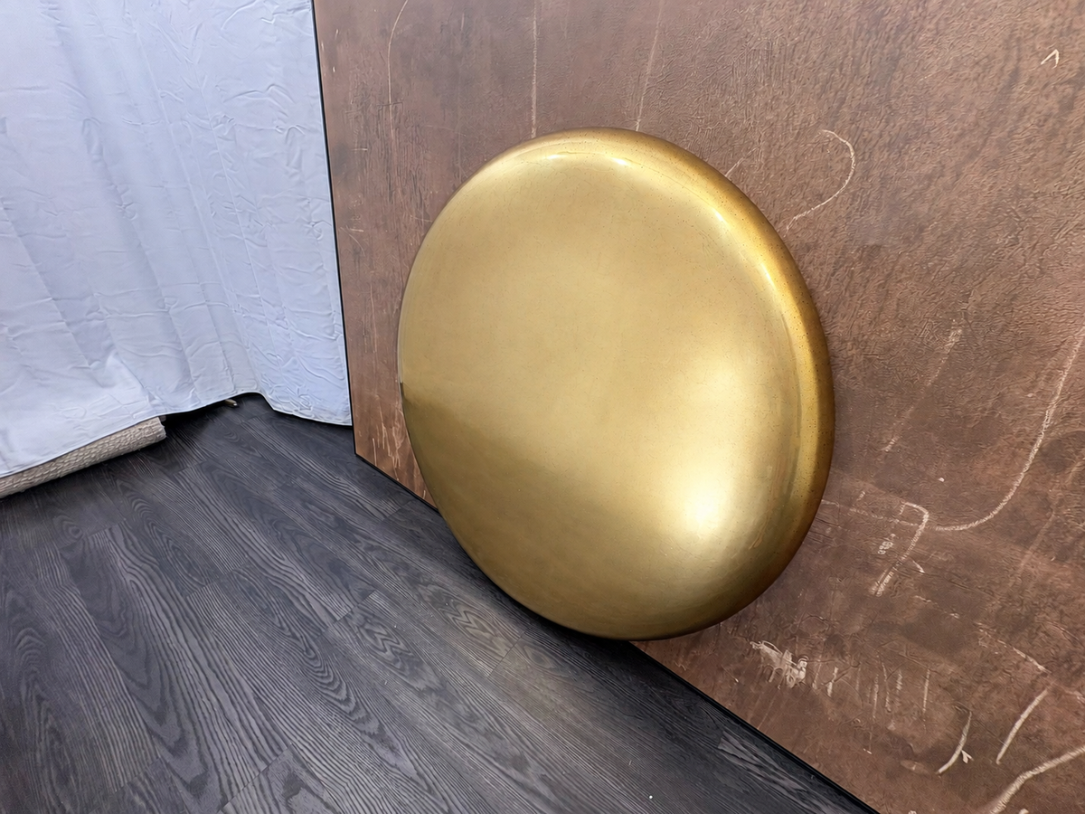 RH Restoration Hardware Nuvola Round Mirror 48" Diameter | Polished Metal | Lightly Antiqued Mirror Finish