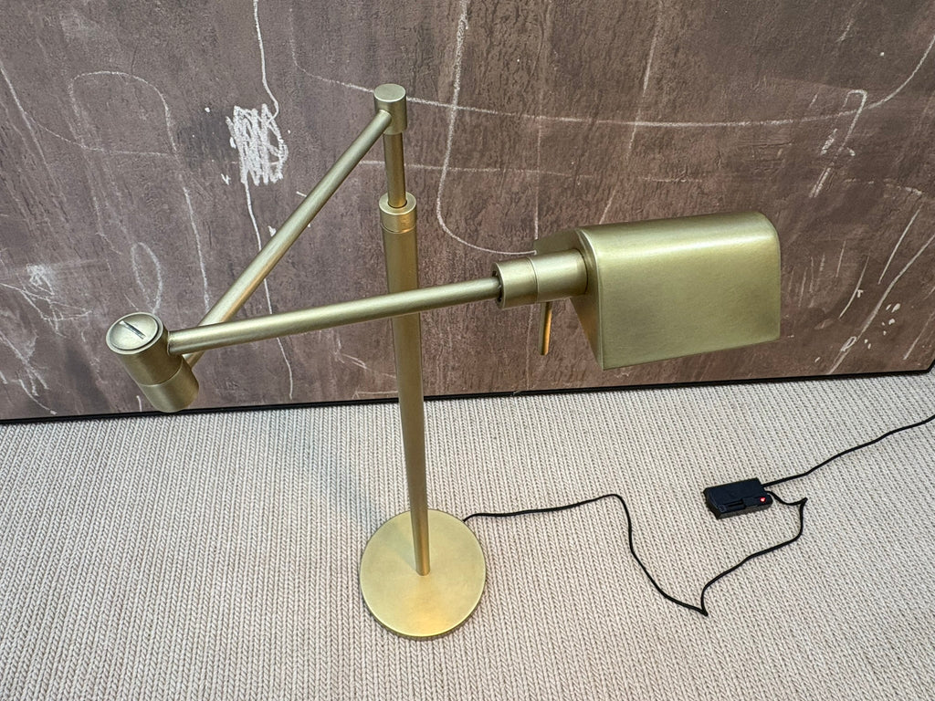 RH Métier Task Floor Lamp Lacquered Burnished Brass | Adjustable Swing Arm | Dimmable Task Lighting