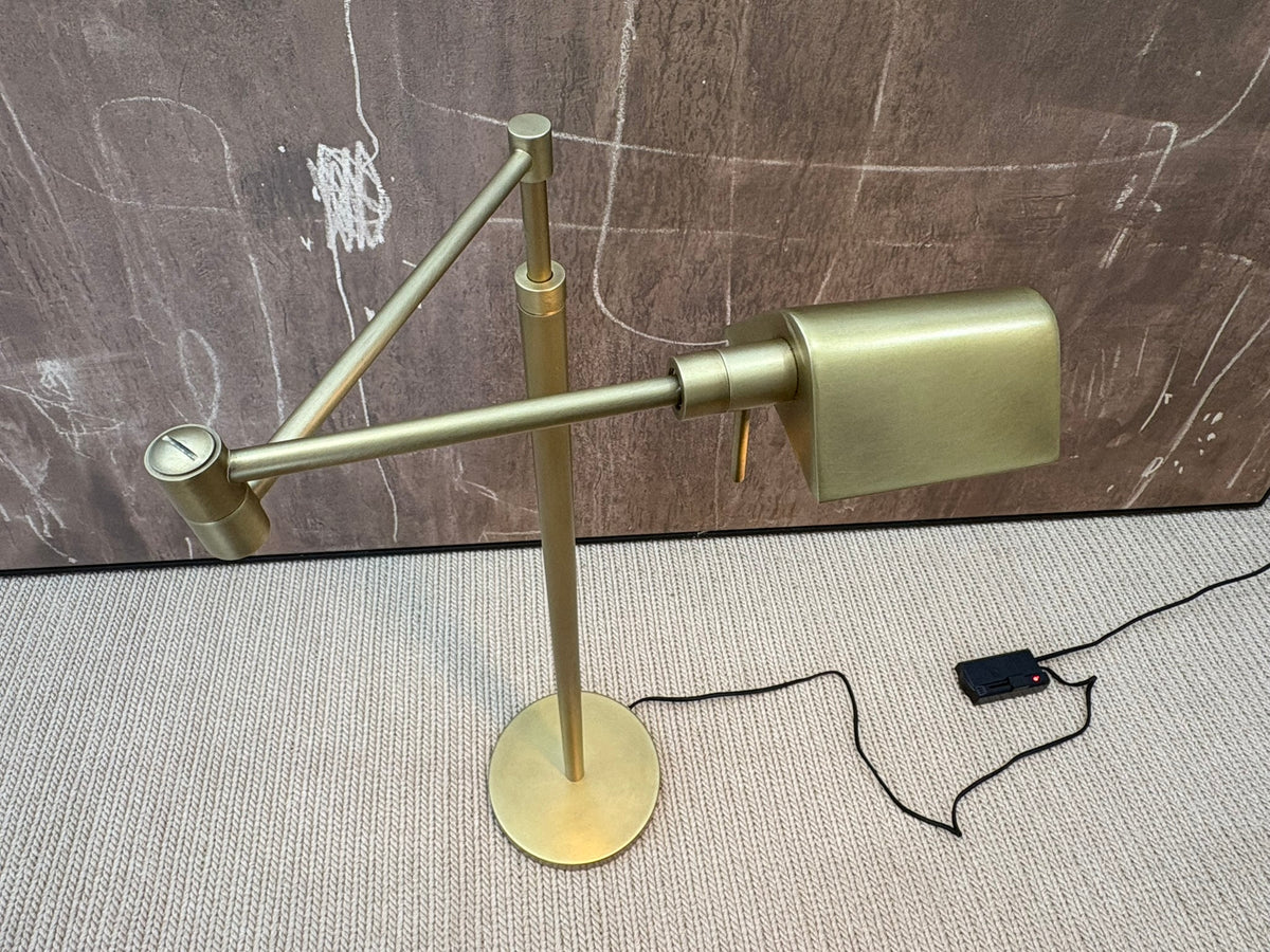 RH Métier Task Floor Lamp Lacquered Burnished Brass | Adjustable Swing Arm | Dimmable Task Lighting