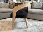 RH Chloé Fabric Armchair | Greige Oak Finish | Performance Linen Weave in Black