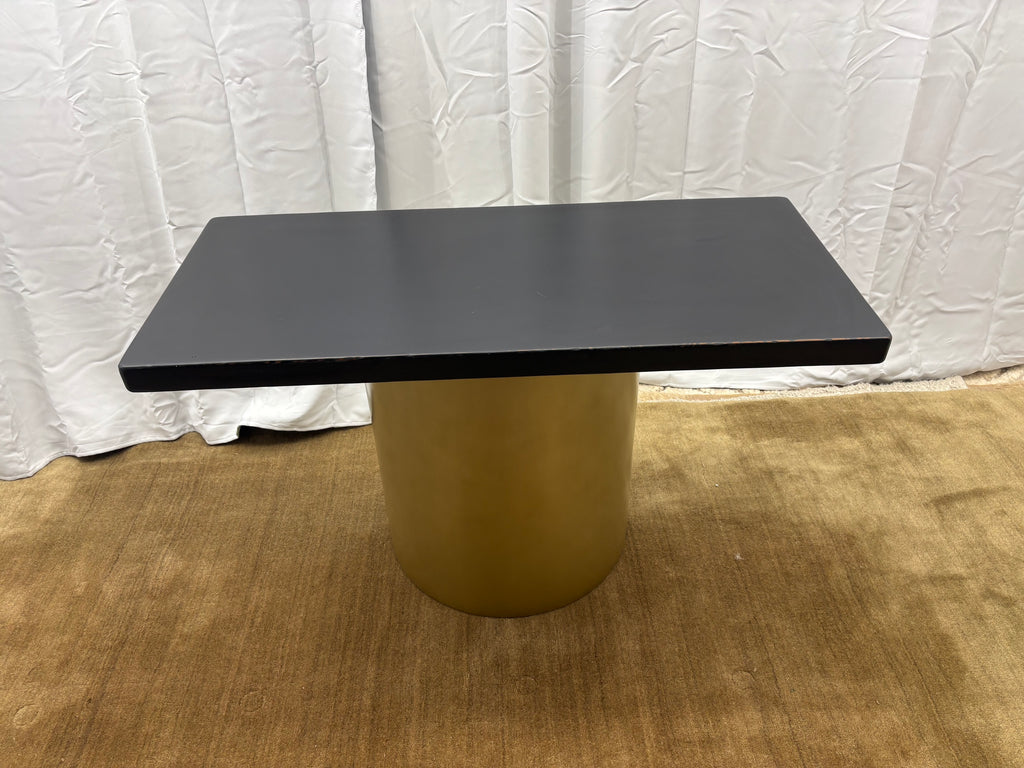 Custom Console Table Arhaus Distressed Black Painted Top | Gold Dauphine Pedestal Base
