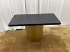 Custom Console Table Arhaus Distressed Black Painted Top | Gold Dauphine Pedestal Base