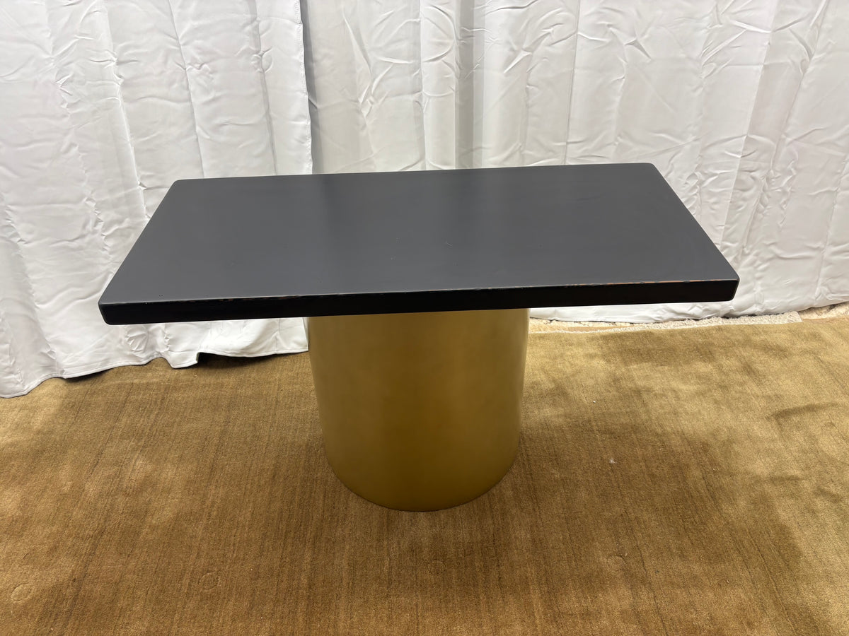 Custom Console Table Arhaus Distressed Black Painted Top | Gold Dauphine Pedestal Base