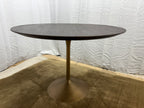 RH Aero Bistro Table — 42" Round Brown Oak Top | Antiqued Brass Pedestal Base