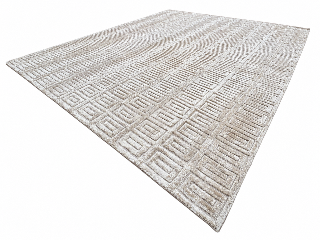 RH Rajouri Silk & Wool Rug – 9' × 12' Sand | Hand-Knotted Silk & Wool | Hand-Carved | Made in Nepal