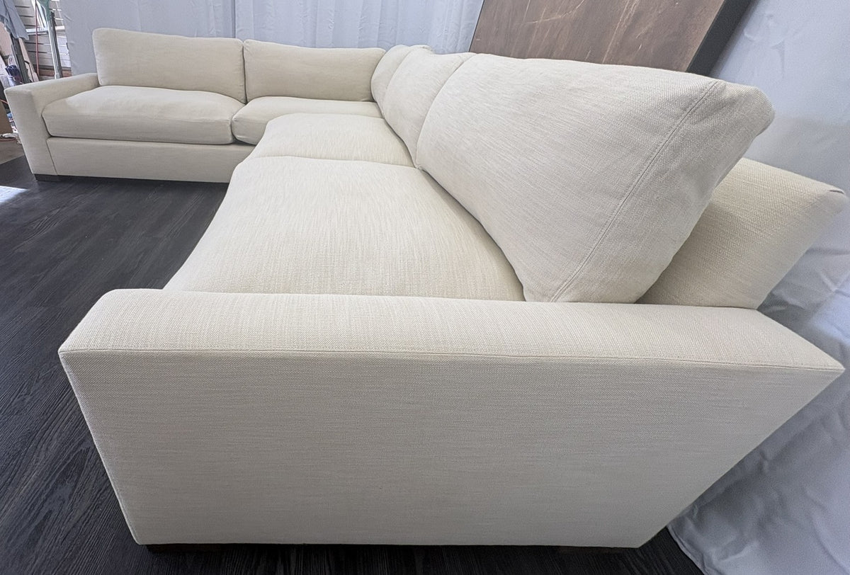 RH Maxwell Left-Arm L-Sectional | Classic | Down | Perennials® Performance Textured Linen Weave – Dune