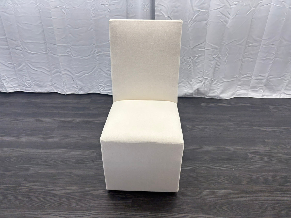 RH Ellison High-Back Fabric Dining Side Chair
Performance Linen Weave — Natural Recessed Caster Base