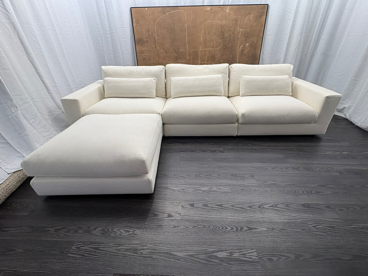RH Lugano Modular 4-Piece Sectional | Italy | Down | Performance Linen Weave – Natural
