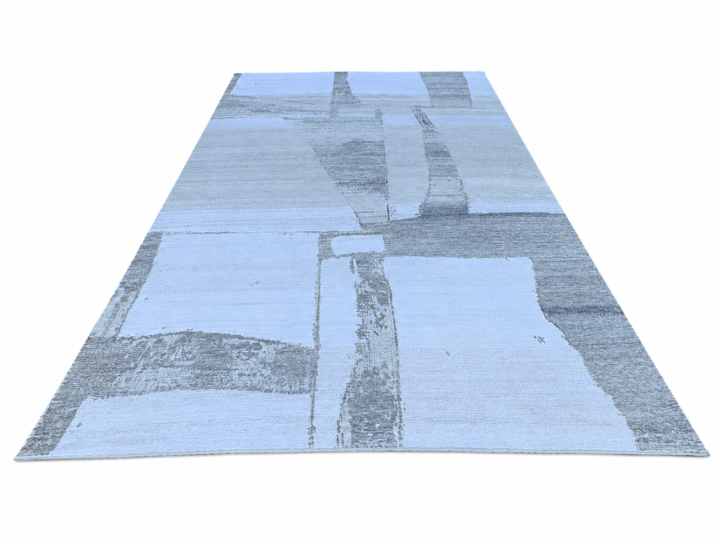 RH Nihal Wool Rug – 10' × 14' Multi Grey | 100% Hand-Spun Wool | Hand-Knotted | Abstract Geometric Design | Made in Nepal