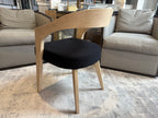 RH Chloé Fabric Armchair | Greige Oak Finish | Performance Linen Weave in Black