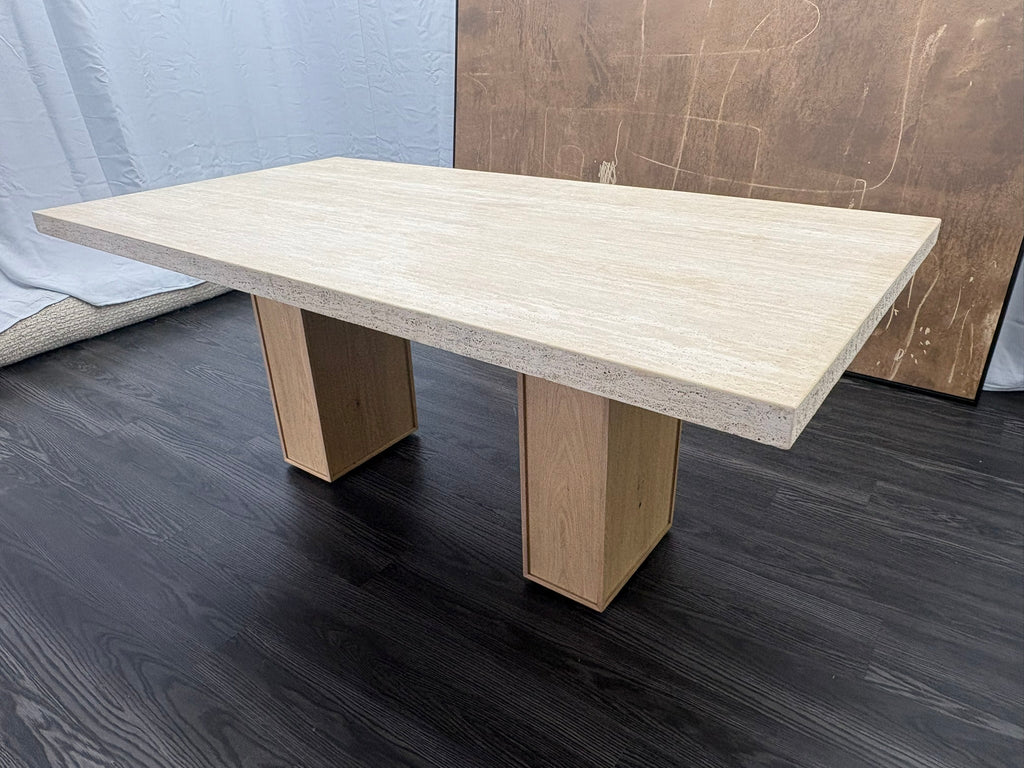 RH Restoration Hardware Lumi Rectangular Dining Table
72" | Light Oak | Turkish Travertine