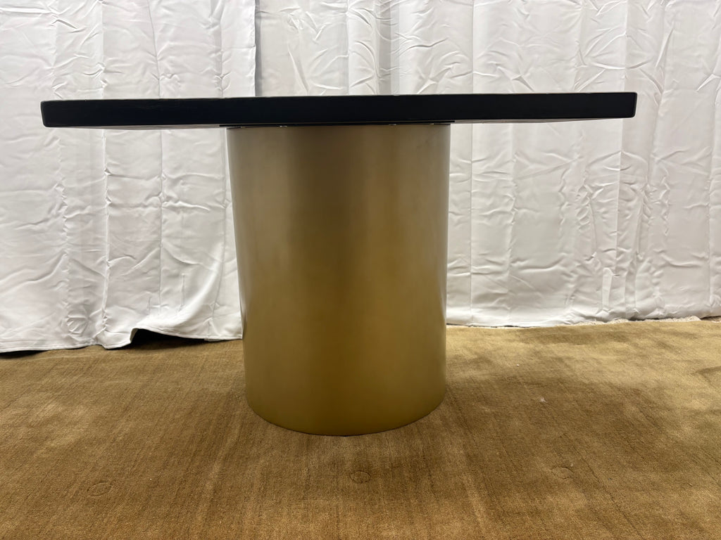 Custom Console Table Arhaus Distressed Black Painted Top | Gold Dauphine Pedestal Base