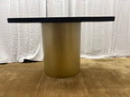 Custom Console Table Arhaus Distressed Black Painted Top | Gold Dauphine Pedestal Base