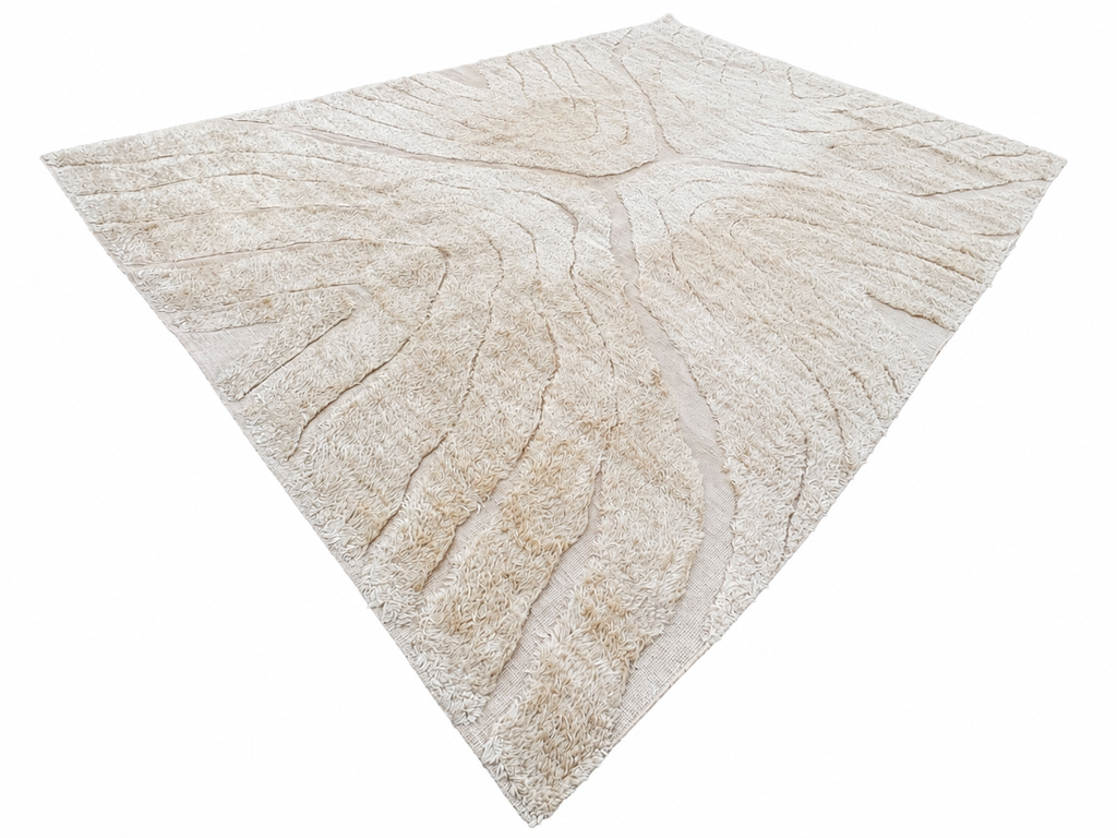 RH Tarras Wool Rug – 10' × 14' Wheat | 100% Hand-Spun Wool | Hand-Knotted | Sculptural High-Low Texture