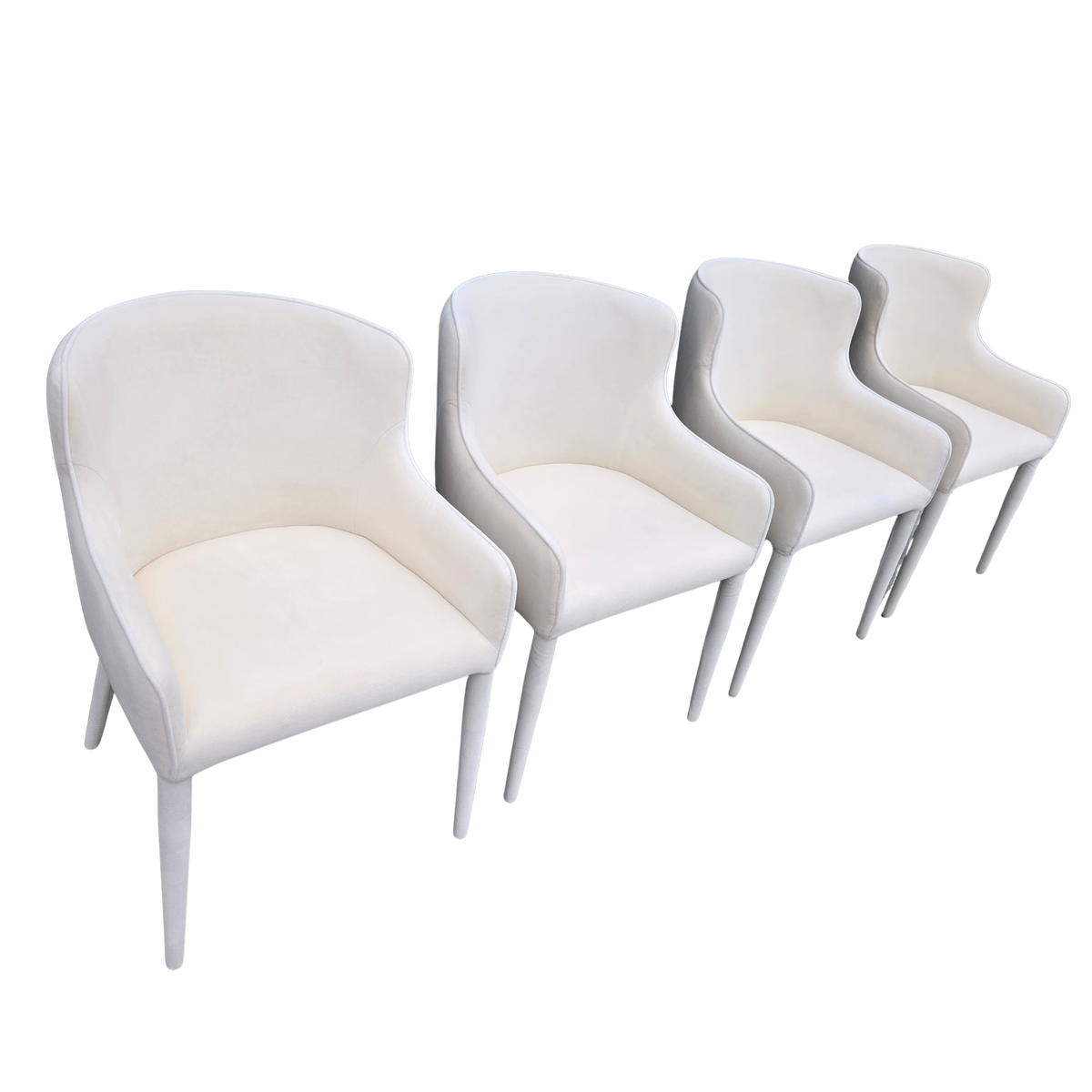 Restoration Hardware Nicola Slope Fabric Dining Side Chairs (Set of 4) – Performance Velvet, Natural