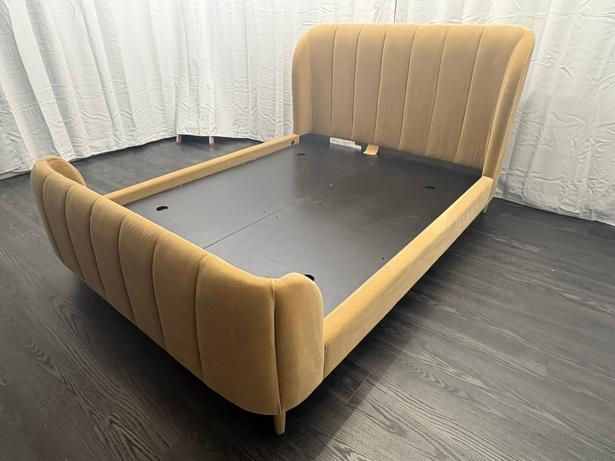 RH Valentina Upholstered Bed — Queen | Camel Performance Velvet
