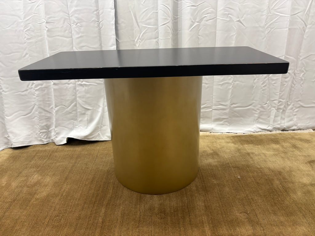 Custom Console Table Arhaus Distressed Black Painted Top | Gold Dauphine Pedestal Base