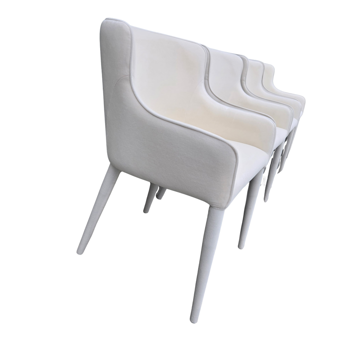 Restoration Hardware Nicola Slope Fabric Dining Side Chairs (Set of 4) – Performance Velvet, Natural
