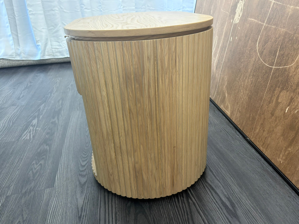 RH Byron Open Nightstand – 32" Light Oak | American White Oak | Reeded Detail | Soft-Close Drawer