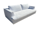RH Monza Bench-Cushion Sofa – 8’ Luxe Depth in White Performance Linen Weave (Made in Italy)