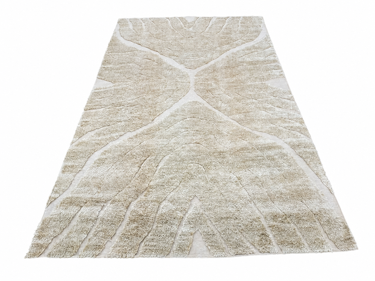 RH Tarras Wool Rug – 10' × 14' Wheat | 100% Hand-Spun Wool | Hand-Knotted | Sculptural High-Low Texture