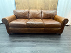 RH Original Lancaster Leather 3-Cushion Sofa – 7' Petite 38"D | Italian Brompton Cocoa | Down-Feather | Pre-Owned