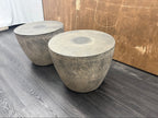 RH Vetro Round Side Table – 21" Diam. × 16"H | Dark Grey | Set of 2 | Pre-Owned
