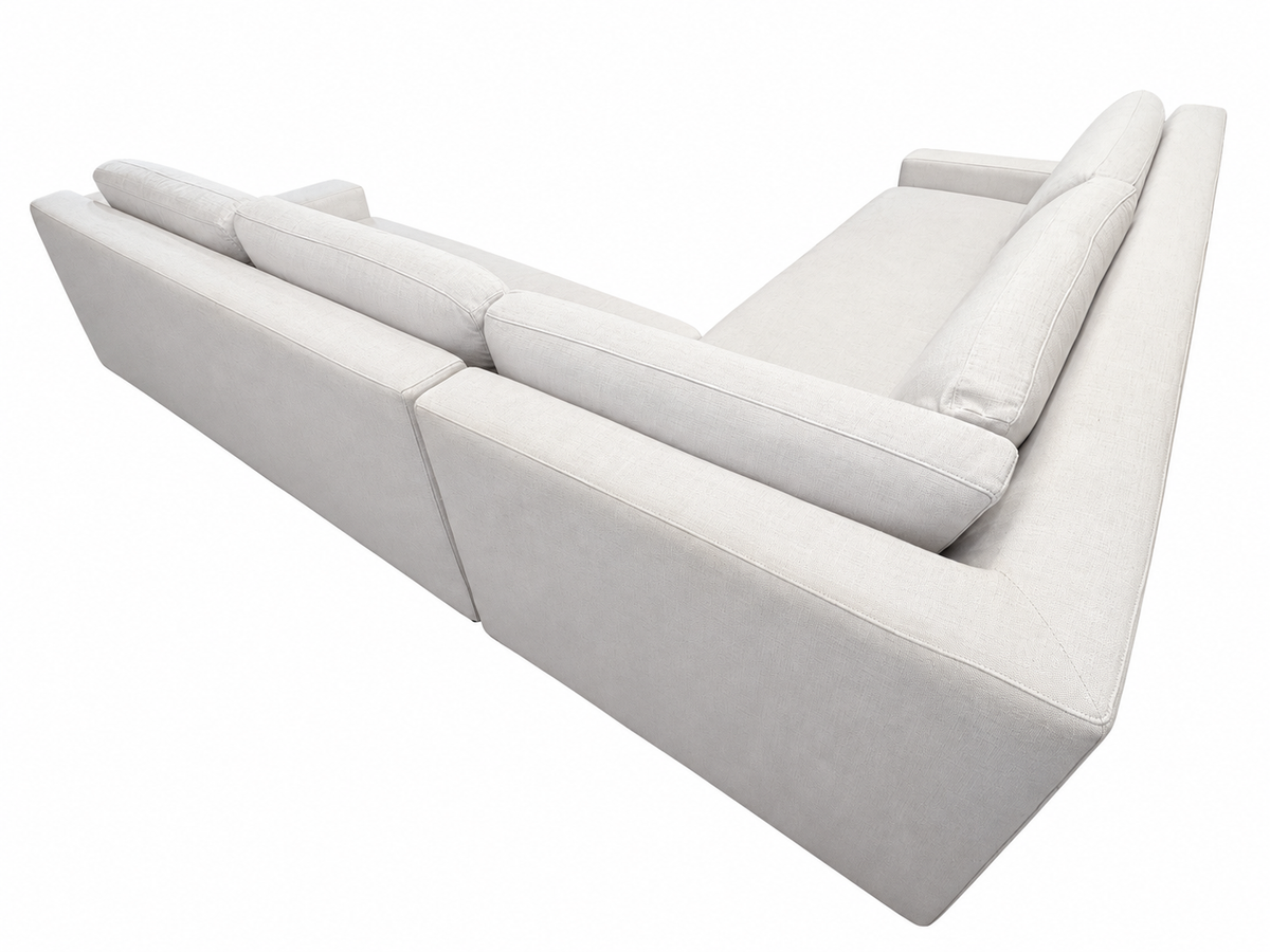 RH Modena Track Arm Left-Arm Bench-Cushion L-Sectional – Perennials Performance Textured Linen Weave in Mist