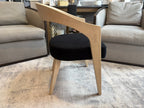 RH Chloé Fabric Armchair | Greige Oak Finish | Performance Linen Weave in Black