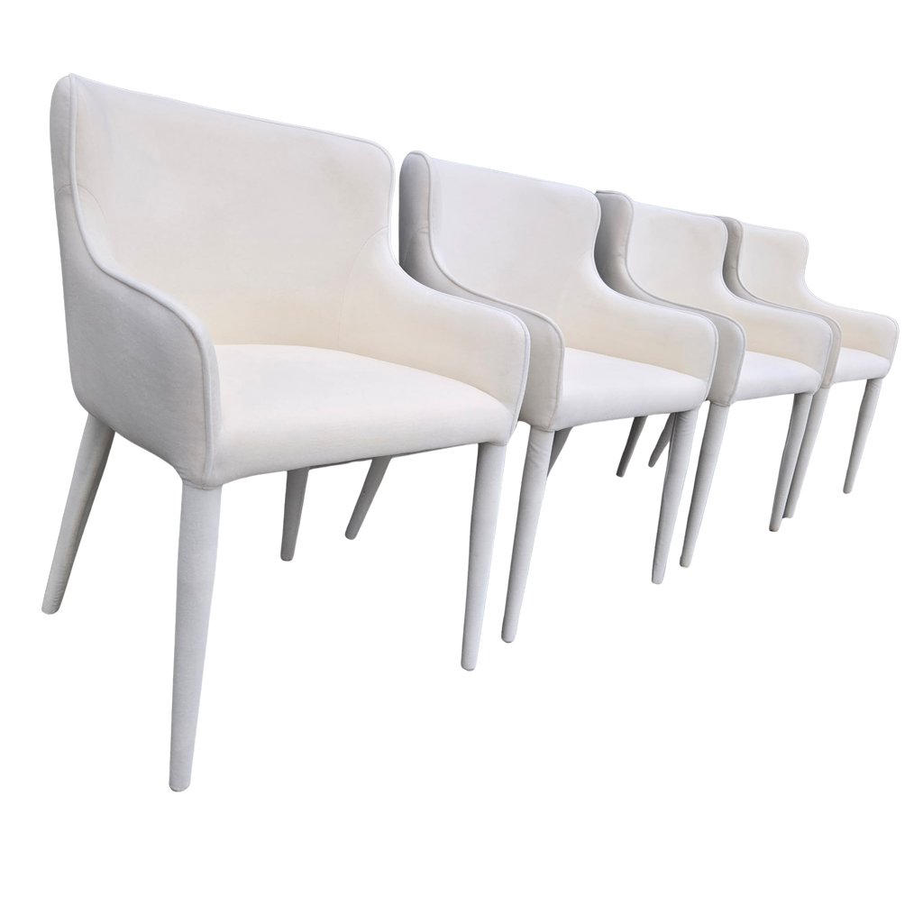 Restoration Hardware Nicola Slope Fabric Dining Side Chairs (Set of 4) – Performance Velvet, Natural