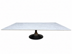 RH Aero Stone Rectangular Dining Table – 120" | Italian Carrara Marble Top | Cast Iron Pedestal Base