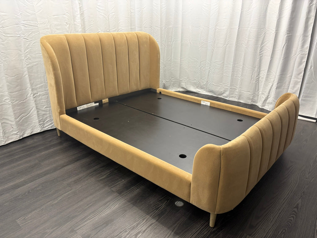 RH Valentina Upholstered Bed — Queen | Camel Performance Velvet