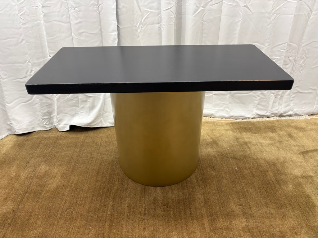 Custom Console Table Arhaus Distressed Black Painted Top | Gold Dauphine Pedestal Base