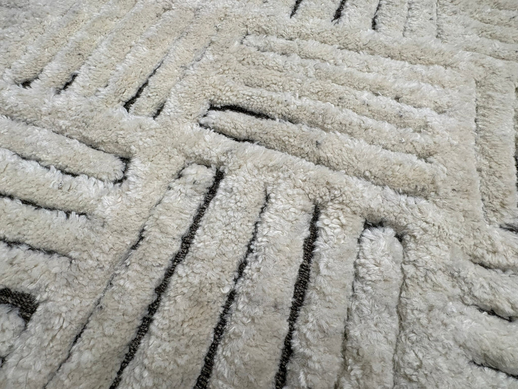 RH Basanti Rug – 9' × 12' Marled Ivory/Charcoal | Hand-Knotted Wool Blend | Contemporary Himalayan-Inspired Design