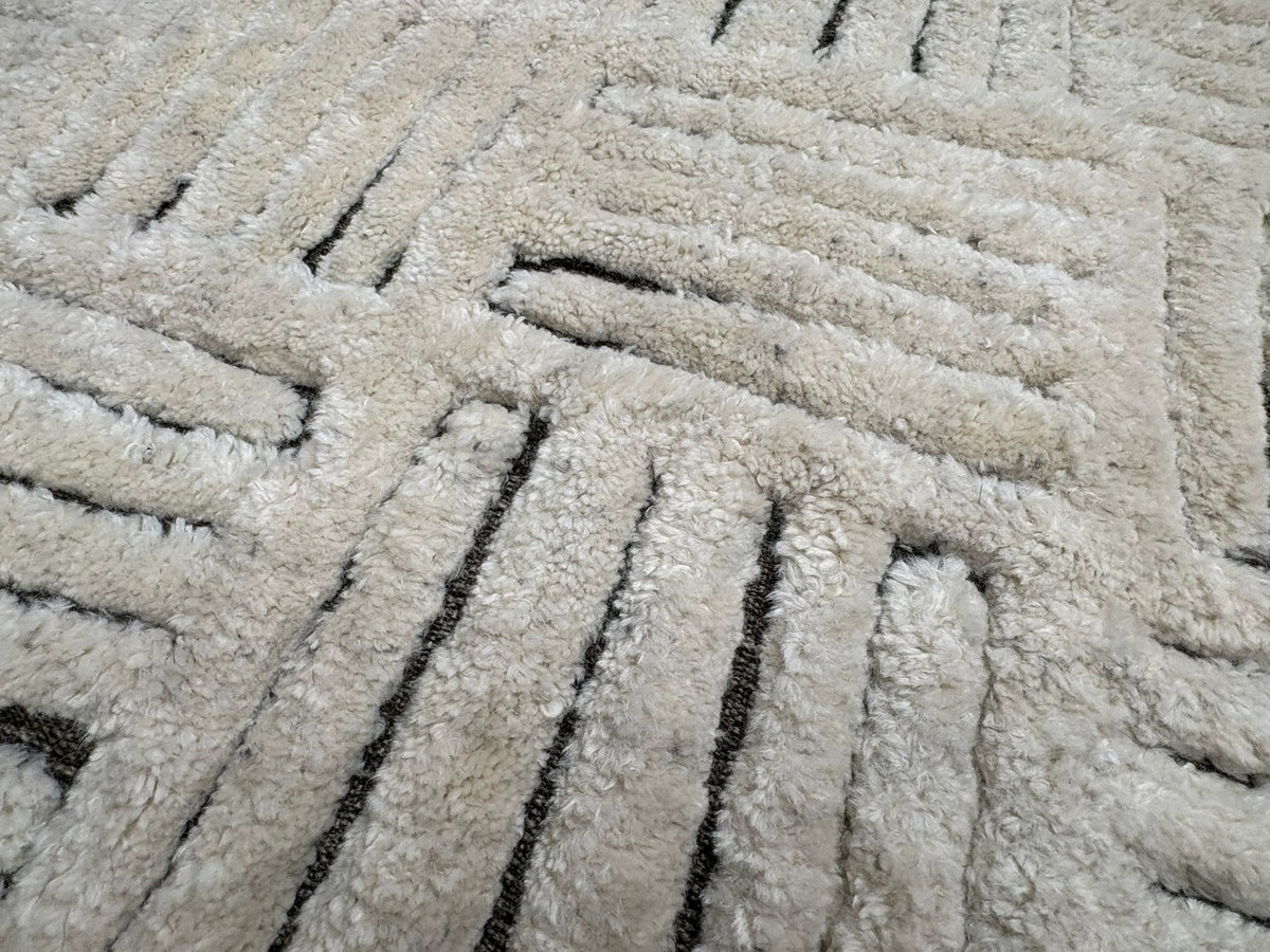 RH Basanti Rug – 9' × 12' Marled Ivory/Charcoal | Hand-Knotted Wool Blend | Contemporary Himalayan-Inspired Design