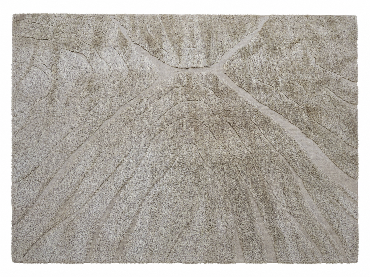 RH Tarras Wool Rug – 10' × 14' Wheat | 100% Hand-Spun Wool | Hand-Knotted | Sculptural High-Low Texture