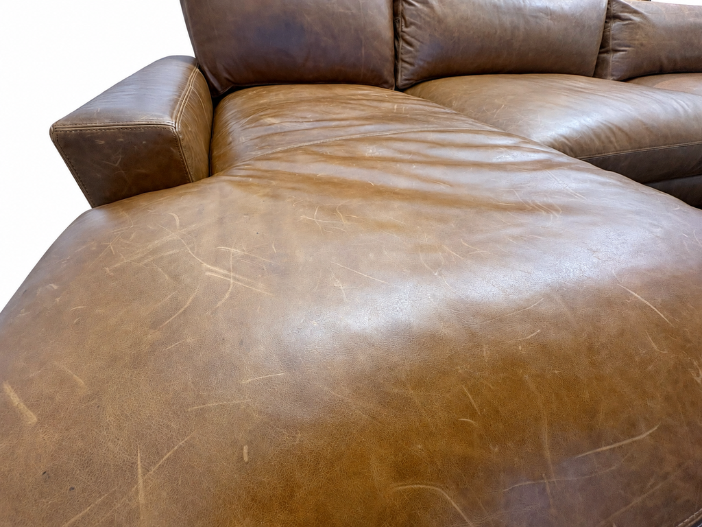 RH Maxwell Leather U-Chaise Sectional – 8' Armless Sofa with Dual Luxe Chaises in Italian Berkshire Leather (Chestnut)