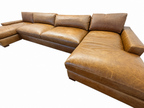 RH Maxwell Leather U-Chaise Sectional – 8' Armless Sofa with Dual Luxe Chaises in Italian Berkshire Leather (Chestnut)