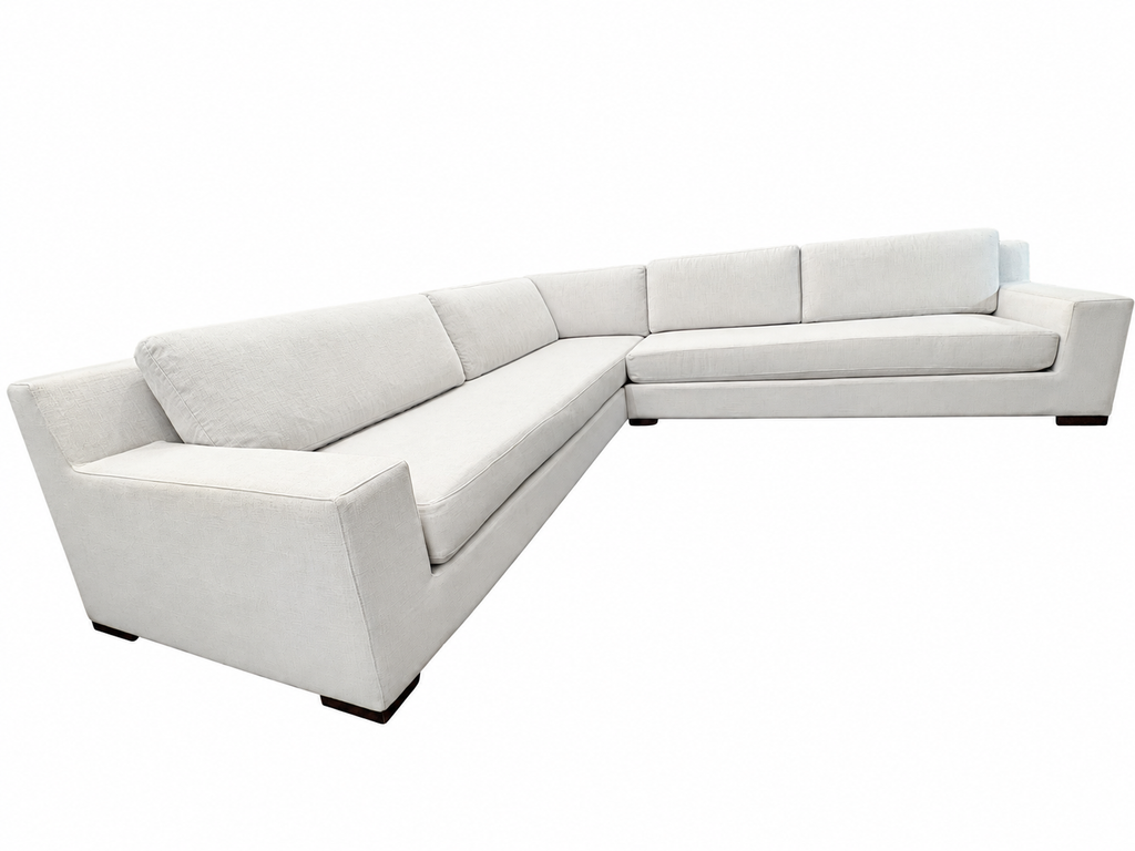 RH Modena Track Arm Left-Arm Bench-Cushion L-Sectional – Perennials Performance Textured Linen Weave in Mist