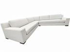 RH Modena Track Arm Left-Arm Bench-Cushion L-Sectional – Perennials Performance Textured Linen Weave in Mist