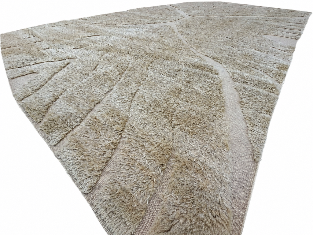 RH Tarras Wool Rug – 10' × 14' Wheat | 100% Hand-Spun Wool | Hand-Knotted | Sculptural High-Low Texture