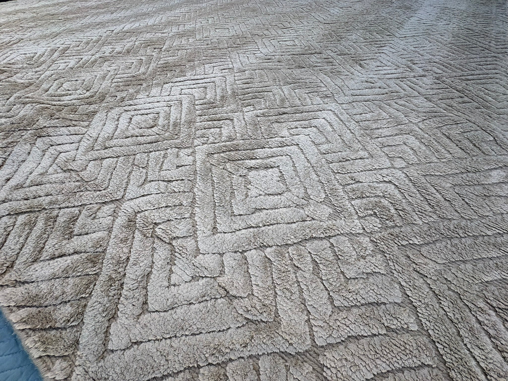 RH Talsari Silk & Wool Rug – 12' × 15' Wheat | Hand-Knotted Silk & Wool | 100 Tibetan Knots Per Square Inch | Made in Nepal