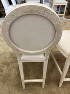 Set of Five RH French Contemporary Round Leather Counter Stools