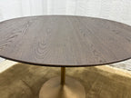 RH Aero Bistro Table — 42" Round Brown Oak Top | Antiqued Brass Pedestal Base