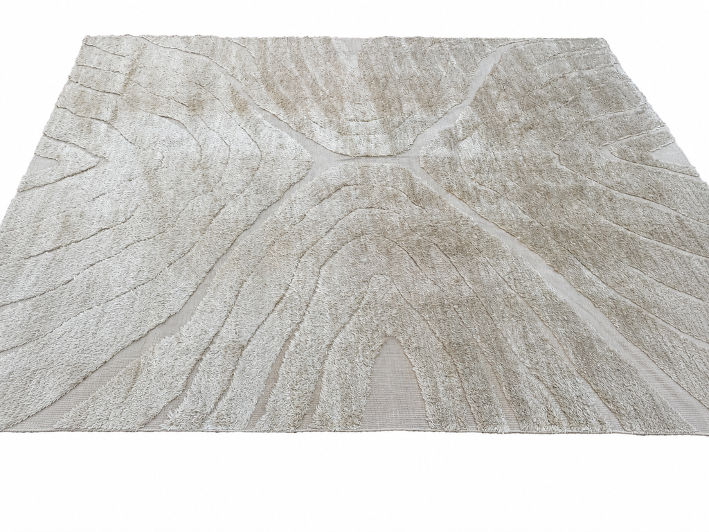 RH Tarras Wool Rug – 10' × 14' Wheat | 100% Hand-Spun Wool | Hand-Knotted | Sculptural High-Low Texture