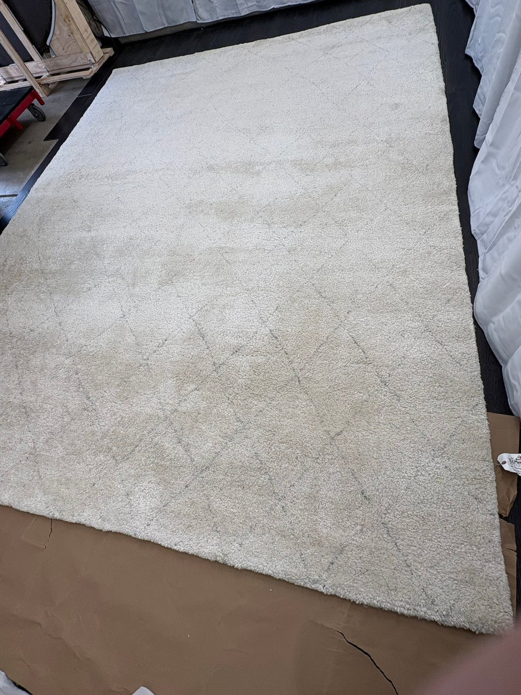 RH Iman Diamond Wool Rug 9x12 - Ivory/Silver